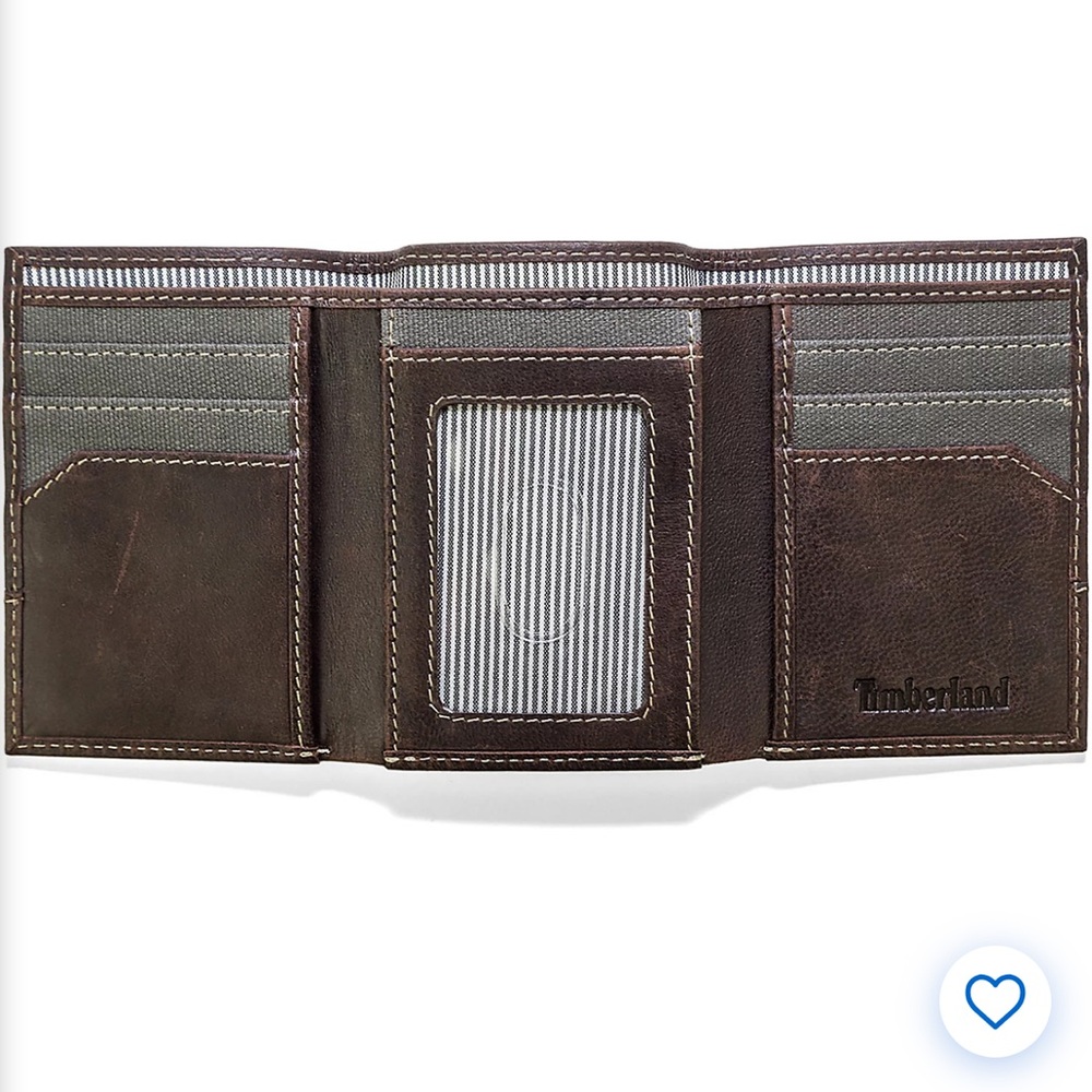Timberland Men's Baseline Canvas and Genuine Leather Trifold Wallet NWT - Picture 2 of 8